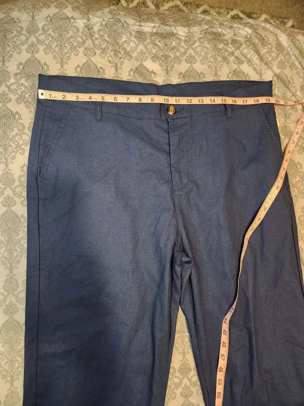 Men's Linen Cotton Blend Flat Front Casual Pants
